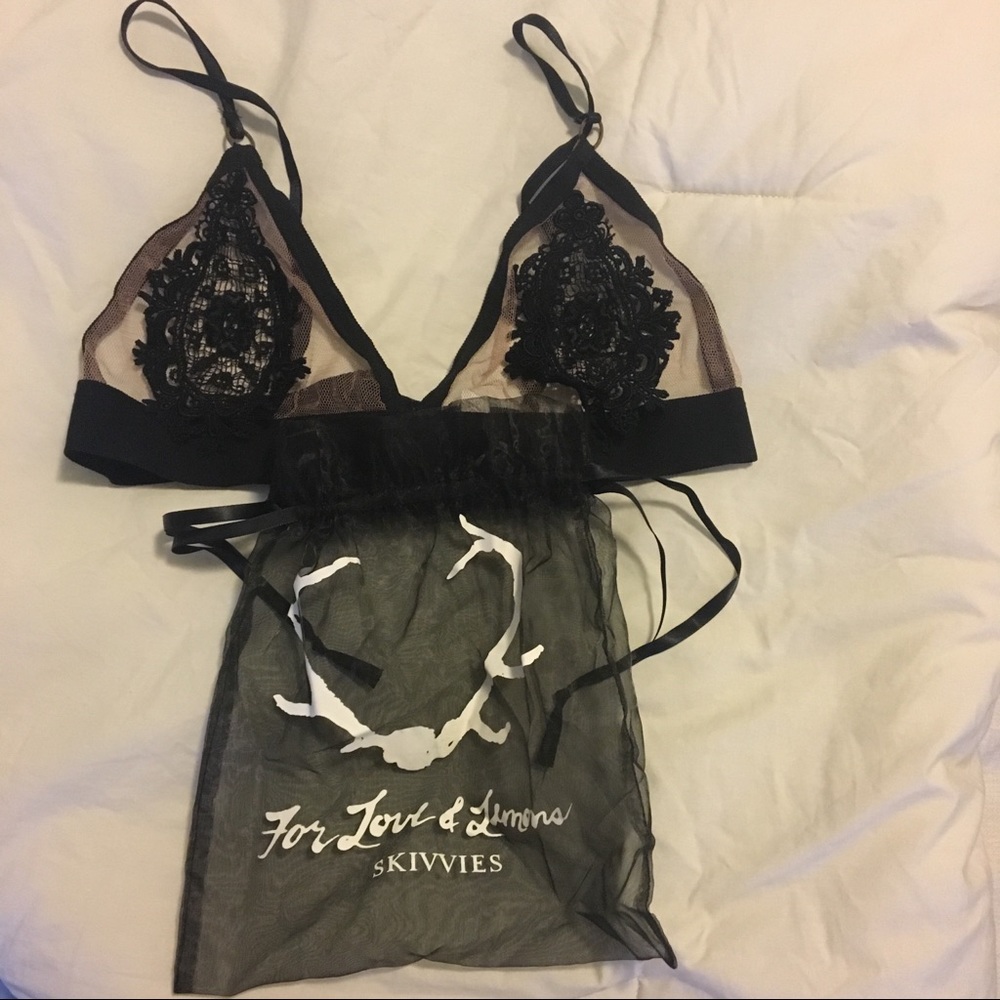 For Love & Lemons Black Victorian Lace Bralette